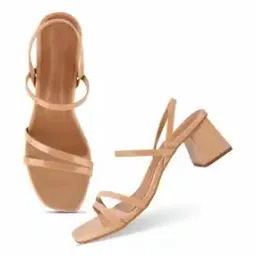 Strappy Slip-On Chunky Heeled Sandals-image-63
