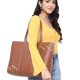 Embroidered Tote Bag with Zip Closure-53