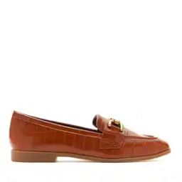 Women Croc-Embossed Loafers with Metal Accent-image-32