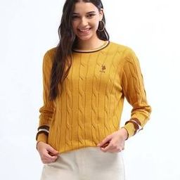Women Cable-Knit Regular Fit Cotton Pullover-image-39