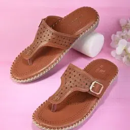 Women V-Strap Sandals with Faux Leather Upper-image-4
