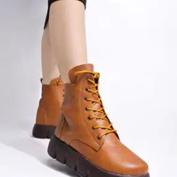Round-Toe Boots with Lace Fastening-image-53