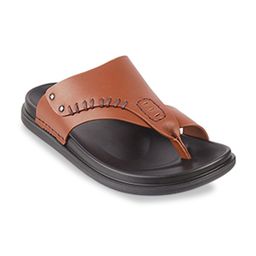 DAVINCHI Men Tan Brown Leather Comfort Sandals-image-90