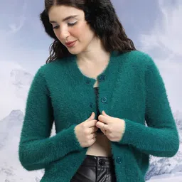 Tokyo Talkies Self Design Cable Knit Acrylic Cardigan-image-38