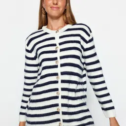 Trendyol Striped Round Neck Acrylic Cardigan-picture-20