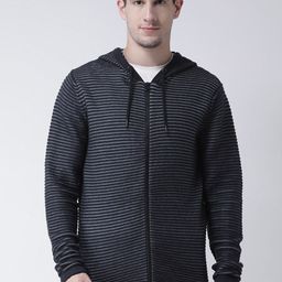 Club York Men Navy Blue & Black Striped Cardigan-image-29