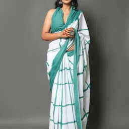 NIKHILAM Checked Pure Cotton Bandhani Saree-58