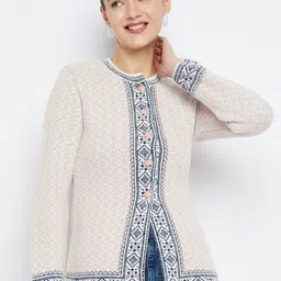 Zigo Ethnic Motifs Self Design Woollen Cardigan-picture-16