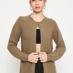 CREATIVE LINE Cable Knit Self Design Woollen Cardigan Sweater-picture-20