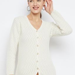 Zigo Geometric Self Design Woolen Cardigan Sweater-image-40
