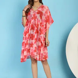Secret Wish Floral Printed Swimwear Cover up Top-picture-50