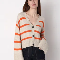 Vero Moda Striped Crop Acrylic Cardigan Sweaters-picture-47
