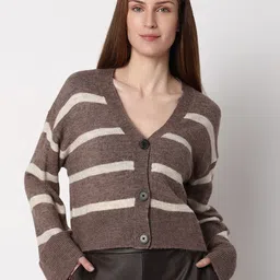 Vero Moda Striped Crop Acrylic Cardigan Sweaters-picture-40