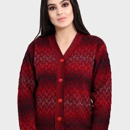 aarbee Women Maroon & Black Printed Cardigan-picture-9