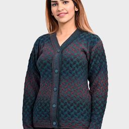 aarbee Women Green & Maroon Cardigan-image-70