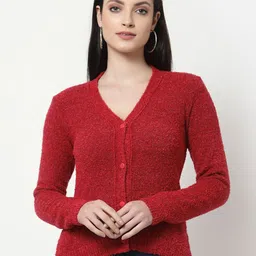 Club York Women V-Neck Acrylic Cardigan-image-10
