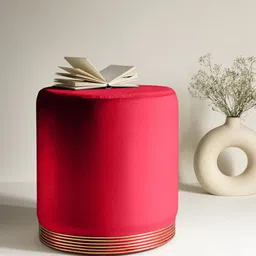 Clasiko Red Solid Ottoman-image-99