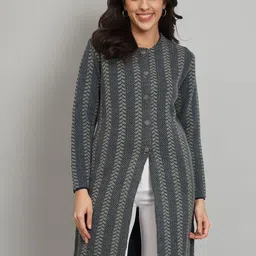BROOWL Chevron Woollen Longline Cardigan-picture-47