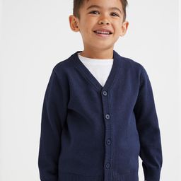H&M Boys Blue Fine-Knit Cotton Cardigan-image-92
