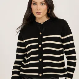 Styli Women Striped Regular Fit Cardigan-picture-35