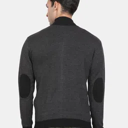 t-base Mock Collar Front-Open Ribbed Cotton Pullover image 2
