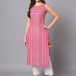 Women Printed Viscose Rayon Straight Kurta-image-45