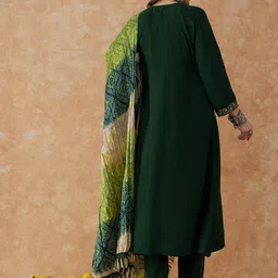 Sangria Embroidered A-Line Kurta With Trouser & Dupatta image 5