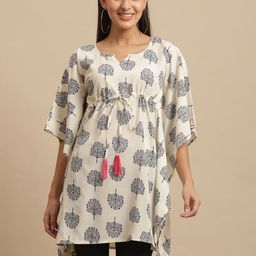 Fabflee Floral Print Kaftan Longline Top-image-95