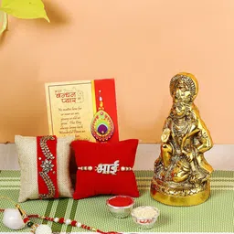 CraftVatika Set of 4 Rakhi With Hanuman Idol-27