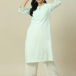 Rangriti Women Embellished Keyhole Neck Flared Sleeves Kaftan Kurta-picture-20
