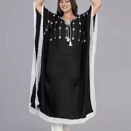 MF Hayat Thread Work Key Hole Neck Kimono Sleeves Kaftan Kurta-picture-21
