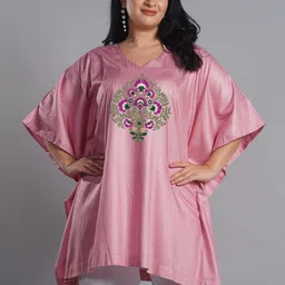 LetsDressUp Plus Size Ethnic Motifs Printed V-Neck Kaftan Kurti-picture-8