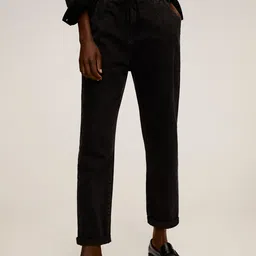 MANGO Women Black Regular Loose Fit High-Rise Stretchable Clean Look Jeans-image-66