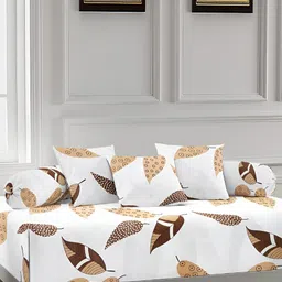 Arrabi White & Brown 6 Pieces Tropical Printed Diwan Set-13