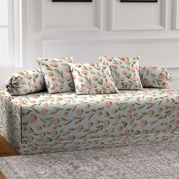 Arrabi 6Pcs Cream-Colored & Pink Floral-Printed Diwan Set-image-26