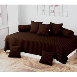 Bajo's Brown 8 Pieces Striped Cotton Diwan Set-14