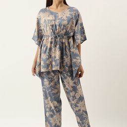 RangDeep  Floral Printed Pure Cotton Kafta Kurti with Trousers-19