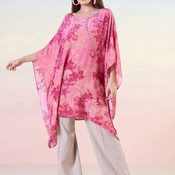 navyasa by liva Floral Print Flared Sleeve Liva Kaftan Top-image-3