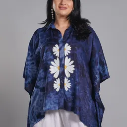 LetsDressUp Floral Printed Shirt Collar Kimono Sleeve Kaftan Top-picture-39