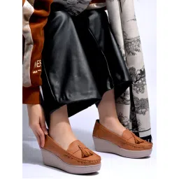 Shoetopia Women Smart Casual Tan Loafers-picture-31