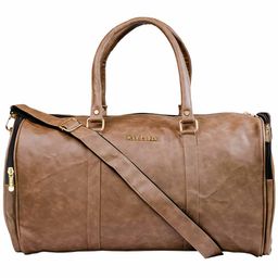 Man Arden PVC Leather Travel Duffle Bag,  Pantone Tan -image-27