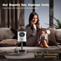 dkian TS2 Android Projector inbuild Stand Handheld Bracket WiFi BT Native 1080p 4K 6000 lm LED Corded Mobiles Portable Projector image 4