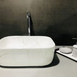 Table Top Premium Designer Ceramic Wash Basin with waste pipe & Coupling (02)(16*12*6) Table Top Basin-image-3