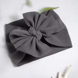 Babymoon Girls Grey Textured Bandana Headbands With Bow-picture-25