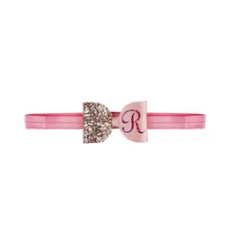 Aye Candy Girls Pink & Gold-Coloured Embellished R Initial Bow Headband-49
