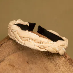 Jewelz Women Off White Embellished Hairband-9
