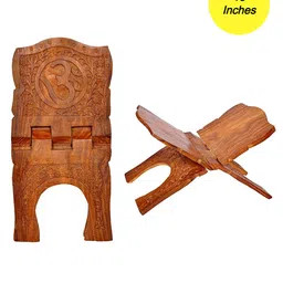 Classical Youth Brown Om Sheesham Wooden Foldable Holy Book Stand-image-75