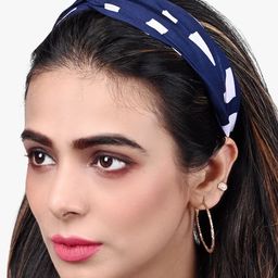BuckleUp Blue & White Printed Hairband-image-46