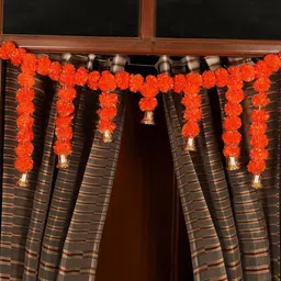 TIED RIBBONS Orange Hanging Marigold Flowers Garland-image-72