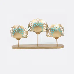 Home Centre Blue Peacock Multi T-light Holders With Stand image 3